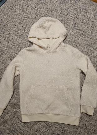 Кофта для дівчинки h&m з капюшоном, молочна, розмір 8-10 років