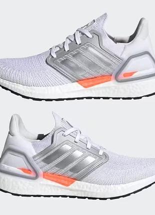 Кросівки жіночі adidas ultraboost 20 w білі, сріблясті, помаранчеві