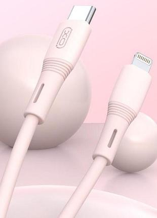 Дата кабель hoco x97 crystal color type-c to lightning 20w (1m) light pink 2