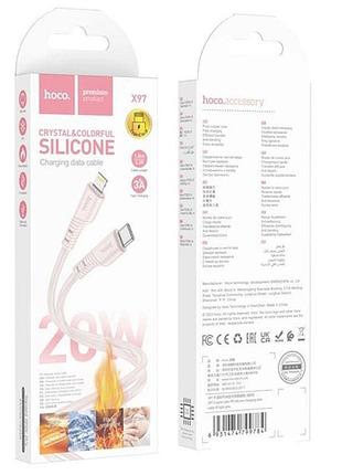 Дата кабель hoco x97 crystal color type-c to lightning 20w (1m) light pink 4