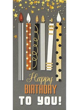 Подарочный конверт для денег с днем рождения happy birthday праздничные свечи и звезды 16.5х8 см кв 24-167