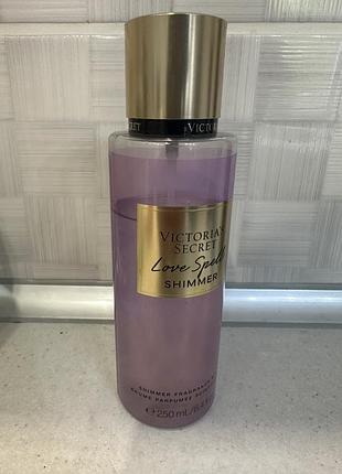 Спрей міст victoria's secret love spell shimmer з блискітками