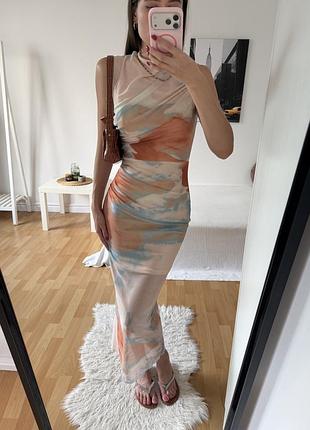 Сукня міді в сіточку shein🧡🩵💛