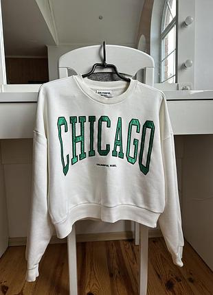 Світшот жіночий білий з написом chicago, розмір m