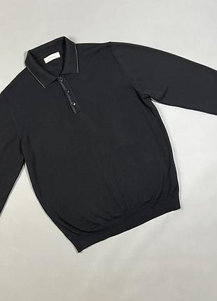 Кашеміровий светр поло ermenegildo zegna вовна кашемір джемпер оригінал р. 50 / l чорний