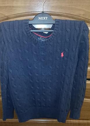 Синий вязаный свитер с косичками от бренда polo ralph lauren с вышитым логотипом на груди на мальчика или девочку
оригинал
на 8-9-10 лет