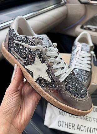 Кеди жіночі golden goose сріблясті зі шкіри