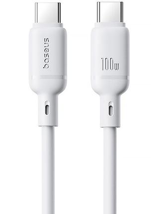 Дата кабель baseus silky series os fast charging type-c to type-c 100w (1m) (p10377704) moon white