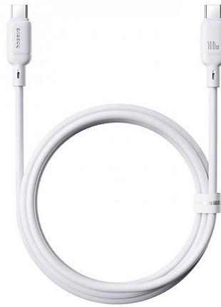 Дата кабель baseus silky series os fast charging type-c to type-c 100w (1m) (p10377704) moon white 2