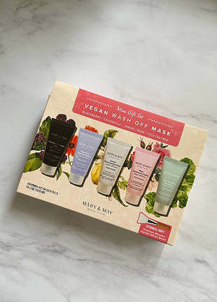 Mary & may vegan wash off mask mini gift set - набір масок для обличчя (5шт*30ml)