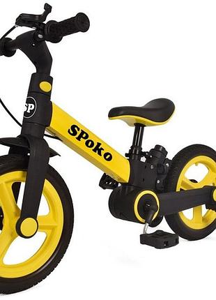 Біговел велосипед трасформер 3в1 spoko sp-150 чорно-жовтий