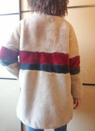 Искуственная шуба пальто принт цветная плюшевая чебурашка оверсайз  миди❤9 фото