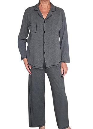 Піжама жіноча кофта штани dkny ml трикотажна сірий меланж віскоза котон