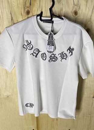 Футболка чоловіча chrome hearts біла з написом