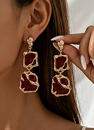 Сережки женские бижутерия бордовые