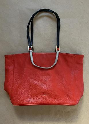 Сумка furla червона, шкіра, тоут, велика