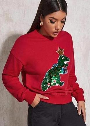 Shein. товар привезений із англії. світшот з драконом із паєток перевертнів