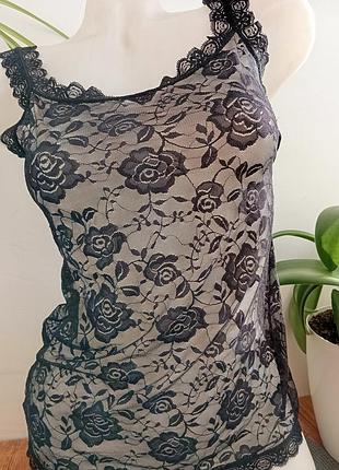 Чорна ажурна майка secret possessions від primark м