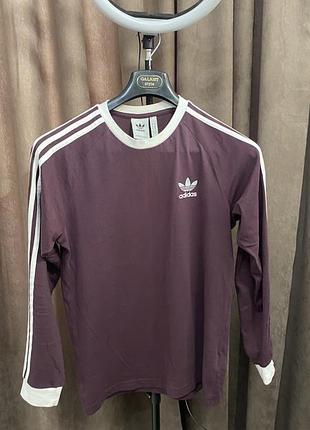 Чоловічий лонгслів adidas originals adicolor classics бордовий бавовняний