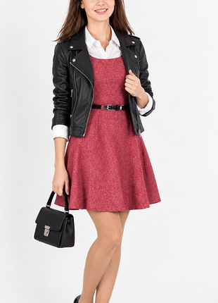 Твидовое теплое плотное женское красное меланж платье сарафан henry holland debenhams xxs-xs 40-42 скейтер солнце-клеш коктейльное шерстяное шерсть