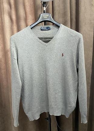 Светр чоловічий polo ralph lauren бавовняний сірий