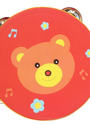 Деревянная игрушка бубен md 0367-1 диаметр 15 см мишка