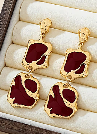 Сережки женские бижутерия бордовые