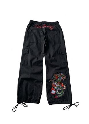Спортивні штани  ed hardy x urban outfitters dragon parachute pants чорні