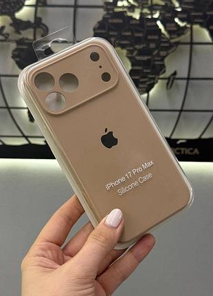 Чехол-накладка с закрытой камерой для айфон 17 pro max, чехол silicone case с микрофиброй для iphone 17 pro max (коричневый)