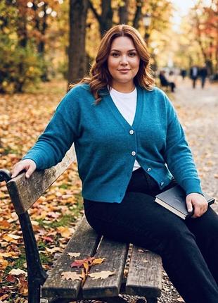 Simply be новий теплий жіночий трикотажний кардиган бірюзового (синьо-зеленого) великого розміру 4xl-7xl