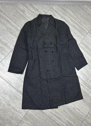 60s rare sanfor double breasted french vintage gray cotton works jacket 54 тренч пальто плащ куртка