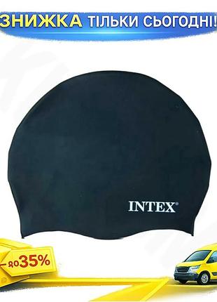 ©➀шапочка для плавання intex чорна для дітей від 8 років купальна шапочка для басейну ku-22