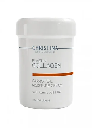 Зволожуючий крем для сухої шкіри christina elastin collagen carrot oil moisture cream with vitamins a, e&ha 250 мл