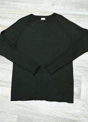 Мужской облегающий свитер zara , цвет хаки , размер l .