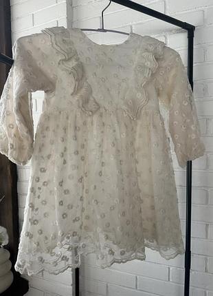 Сукня для дівчинки zara молочна 110 см