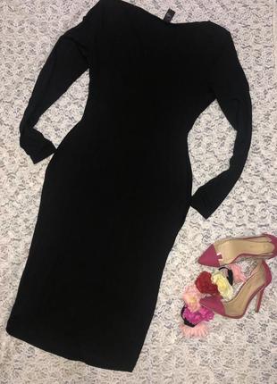 Чёрное трикотажное платье-футляр с драпировкой tu, l.3 фото