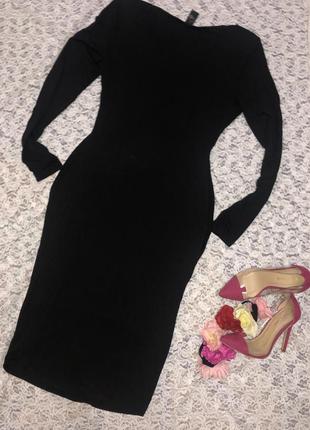 Чёрное трикотажное платье-футляр с драпировкой tu, l.4 фото