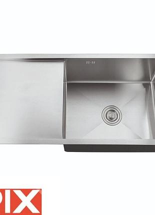 Кухонная мойка rix zh7844s-215 3.0-1.0 со ступенькой для сушки из нержавеющей стали