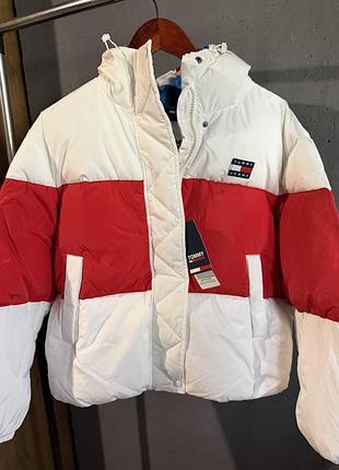 Куртка жіноча tommy hilfiger зимова біло-червона