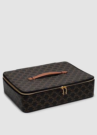 💎 celine top handle large toiletry case in triomphe canvas and calfskin 34 х 9 х 24 см