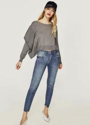 Джемпер zara side frill ruffle sweater gray р. s