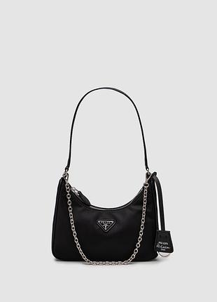 💎 prada re-edition 2005 re-nylon and saffiano mini black 22 х 11 х 5 см