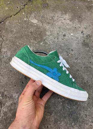 Рідкісні зелені замшеві кеди converse golf de freur з маленькими квітковим логотипом