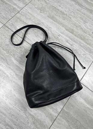 Longchamp vintage soft leather bucket crossbody shoulder black сумка шкіряна чорна