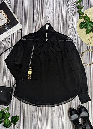 Черная свободная шифоновая блуза на подкладке h&amp;m #4459