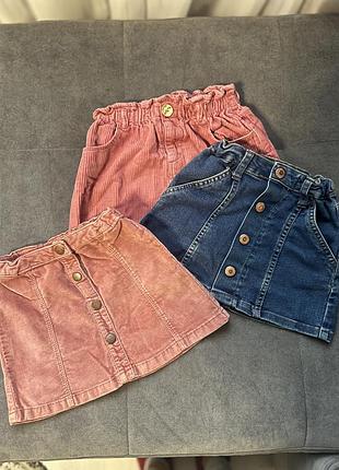 Набір спідниць для дівчинки zara та denim co. рожева, джинсова на 4-5 років (104-110 см)