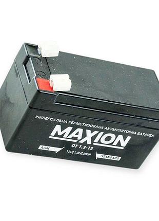 Акумулятор 12v 1.3а (97x45x52) sla промисловий maxion для дитячих електромобілів