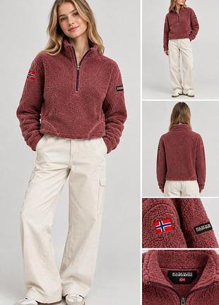 Флисовая кофта вінтажна  napapijri geographic 1/4 zip fleece medium pullover sherpa