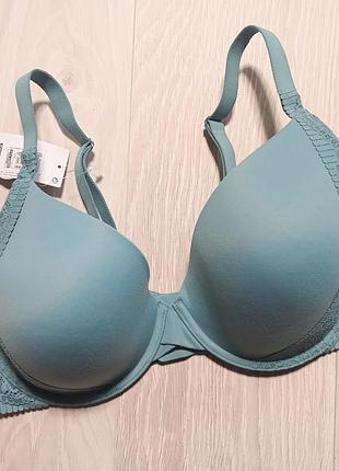 Бірюзовий бюстгальтер з формованою чашкою з мереживом marks & spencer