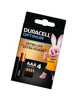 Батарейка aaa лужна 1.5v мініпальчик duracell optimum alkaline 4шт картон бельгія